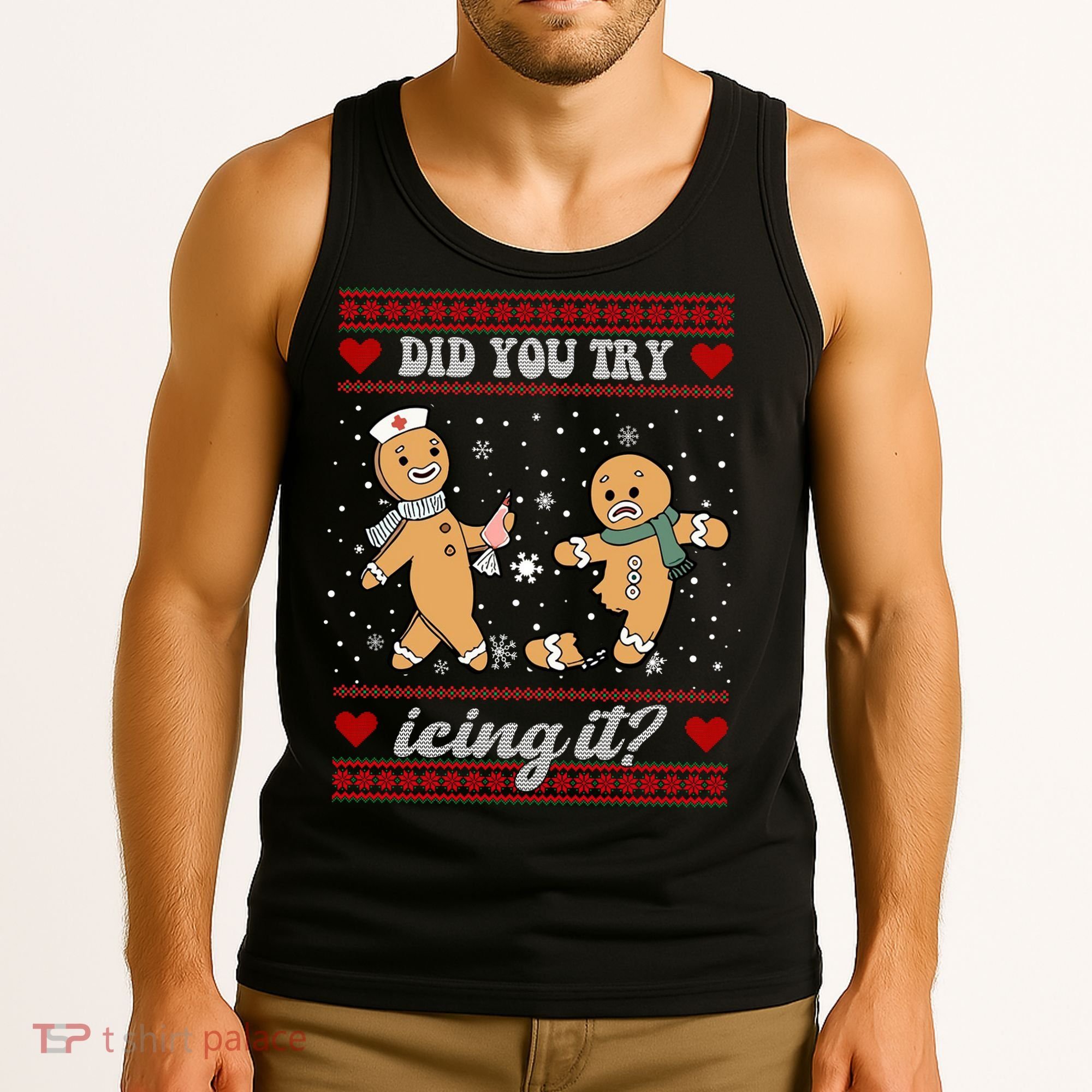 Did You Try Icing It Funny Christmas Gingerbread Cookie Tank Top