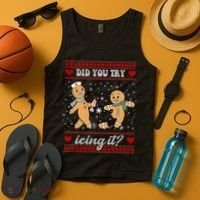 Did You Try Icing It Funny Christmas Gingerbread Cookie Tank Top thumb 4