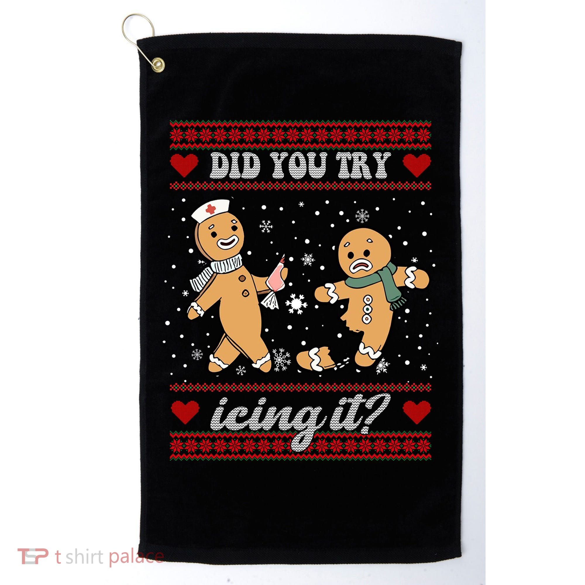 Did You Try Icing It Funny Christmas Gingerbread Cookie Golf Towel