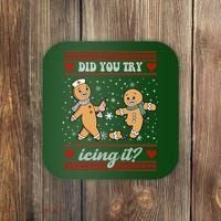 Did You Try Icing It Funny Christmas Gingerbread Cookie Coaster thumb 0