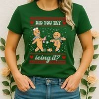 Did You Try Icing It Funny Christmas Gingerbread Cookie Women's T-Shirt thumb 2