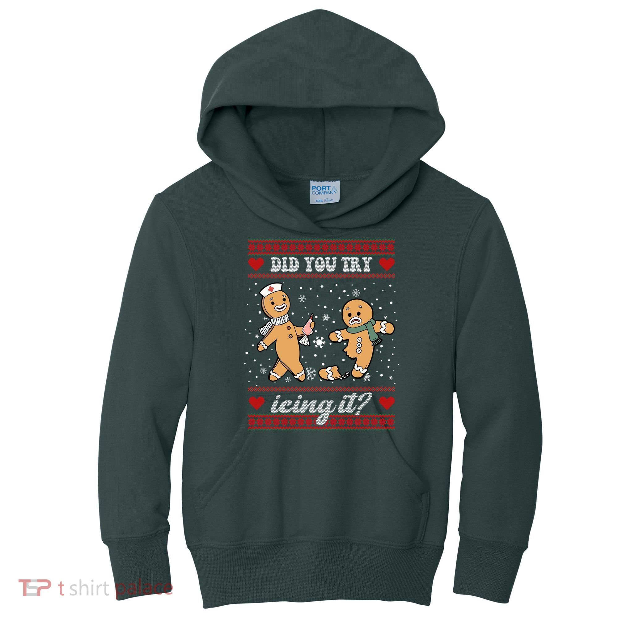 Did You Try Icing It Funny Christmas Gingerbread Cookie Kids Hoodie