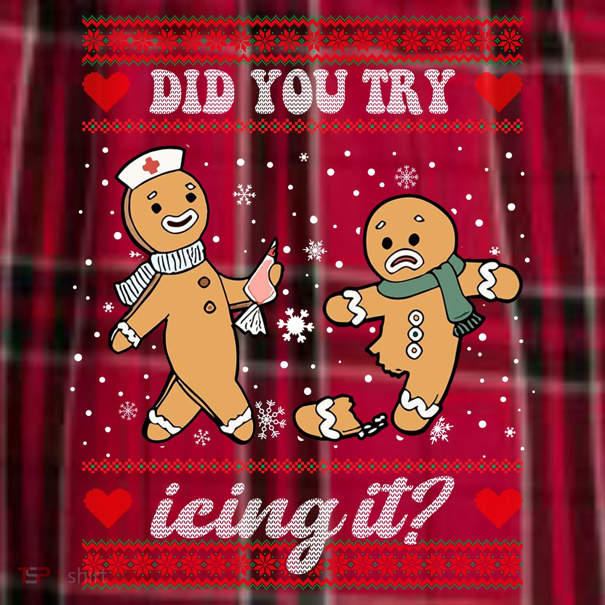 Did You Try Icing It Funny Christmas Gingerbread Cookie Women's Flannel Plaid Pajama Pants