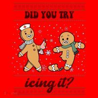 Did You Try Icing It Funny Christmas Gingerbread Cookie Santa Hat thumb 1