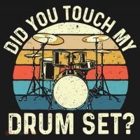 Did You Touch My Drum Set Retro Drummer Drumming Doggie Tank thumb 4