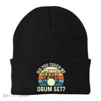 Did You Touch My Drum Set Retro Drummer Drumming Beanie thumb 0