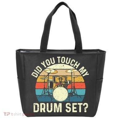 Did You Touch My Drum Set Retro Drummer Drumming Tote Bag