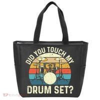 Did You Touch My Drum Set Retro Drummer Drumming Tote Bag thumb 0