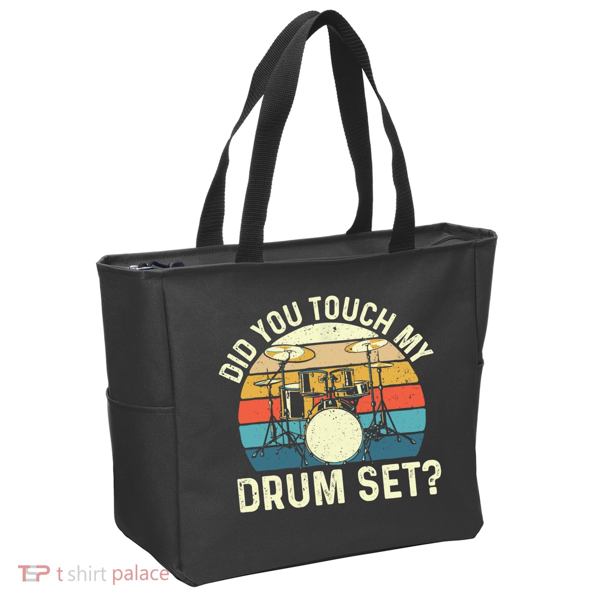 Did You Touch My Drum Set Retro Drummer Drumming Tote Bag