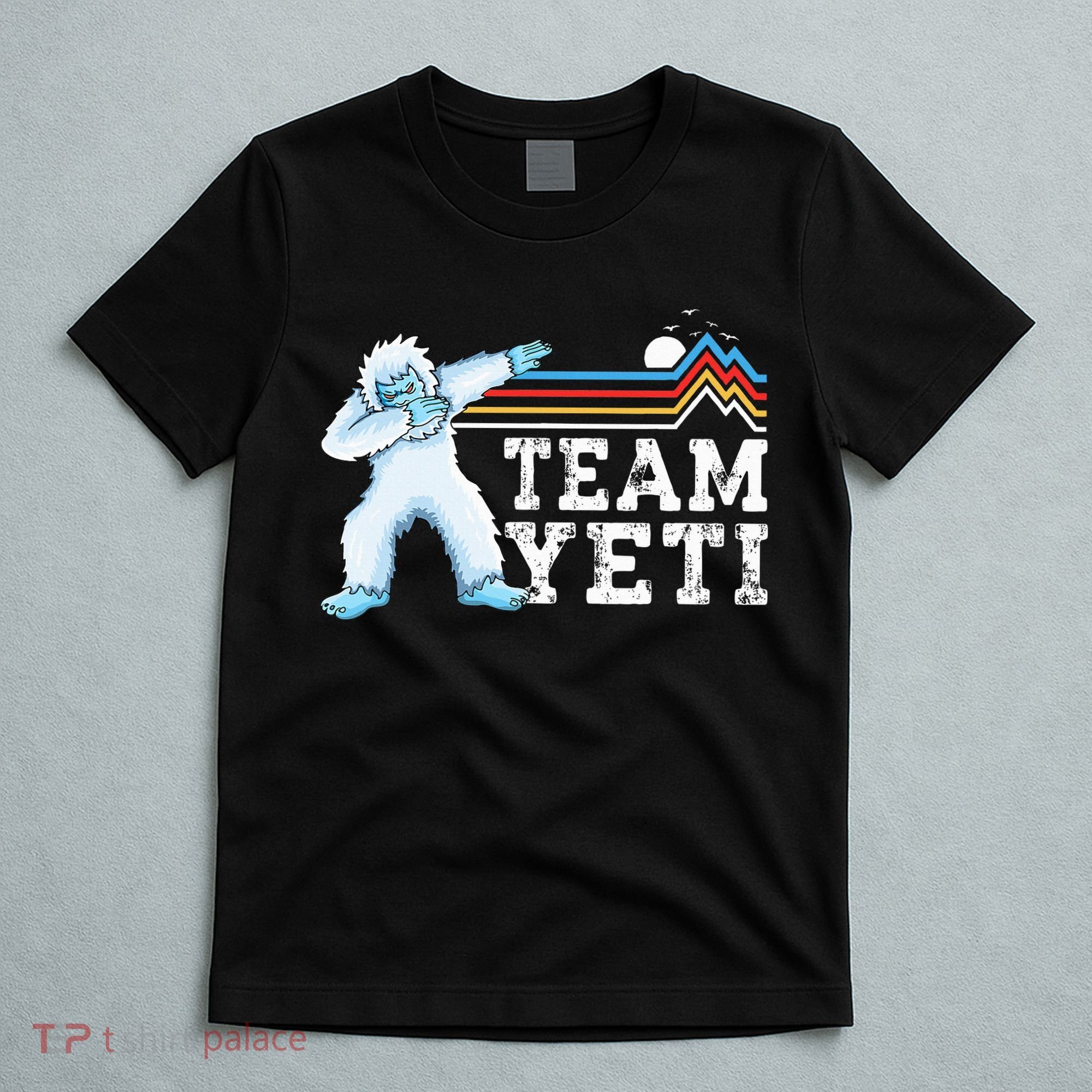 Dabbing Yeti Vintage Sunset Mountain Bigfoot Lover Team Yeti T-Shirt