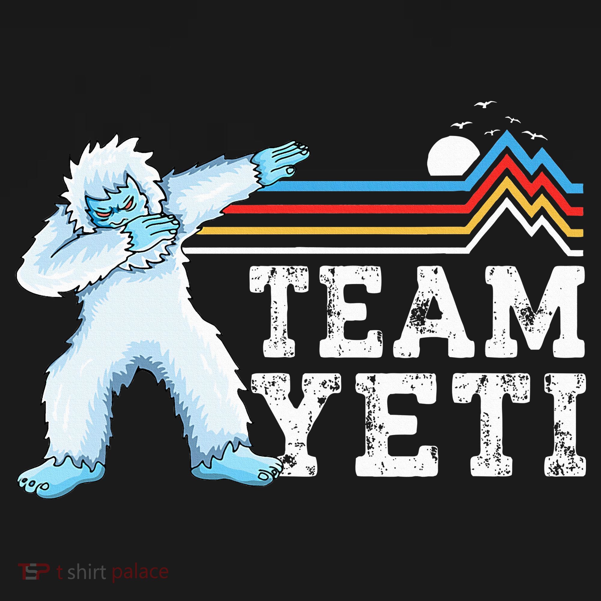 Dabbing Yeti Vintage Sunset Mountain Bigfoot Lover Team Yeti T-Shirt
