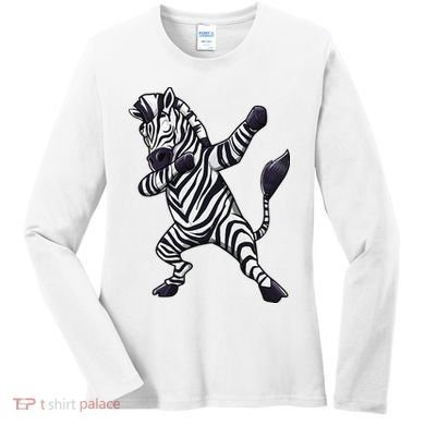 Dabbing Zebra African Zookeeper Animal Lover Women's Long Sleeve Shirt