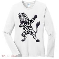 Dabbing Zebra African Zookeeper Animal Lover Women's Long Sleeve Shirt thumb 0
