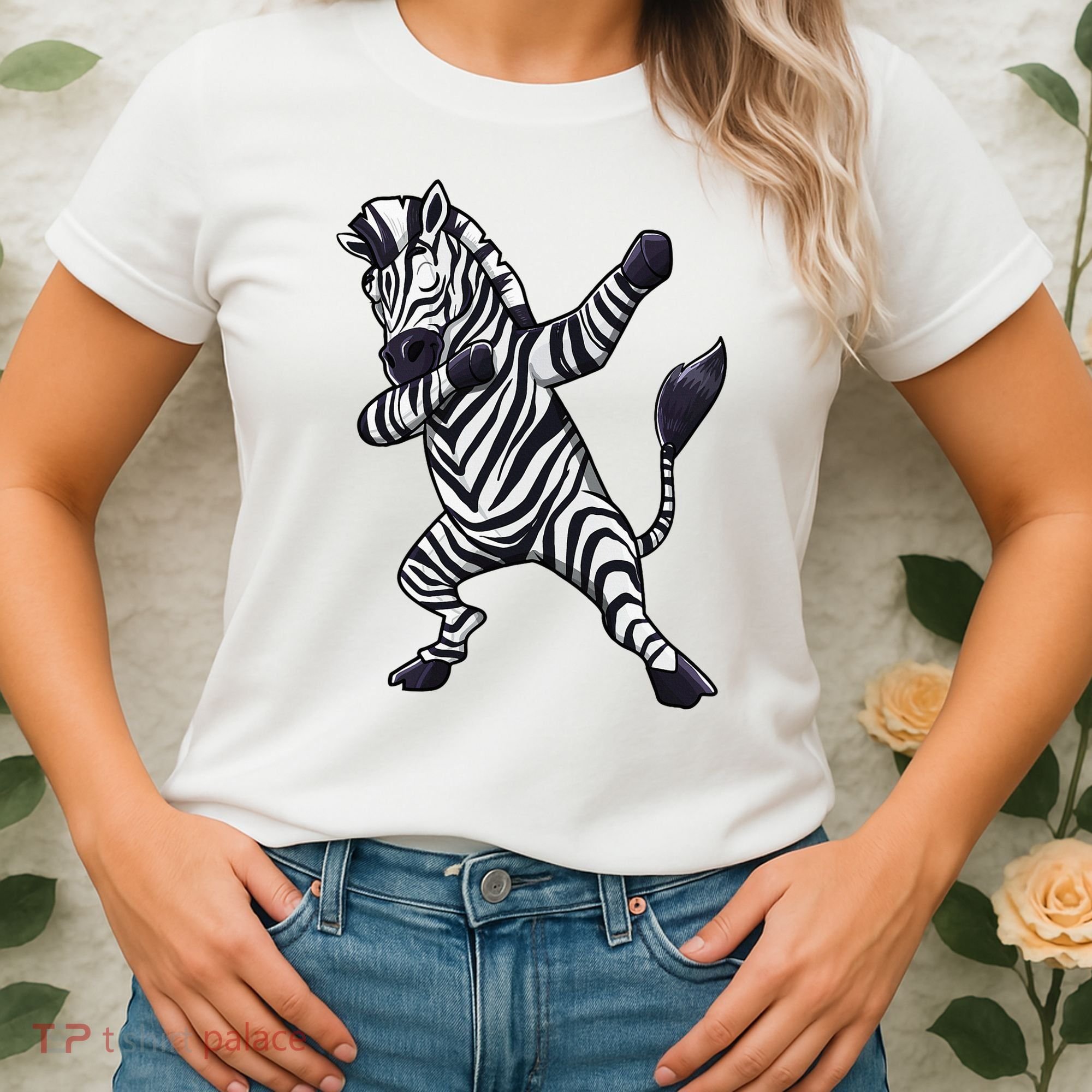 Dabbing Zebra African Zookeeper Animal Lover Women's T-Shirt