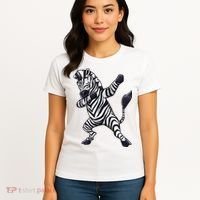 Dabbing Zebra African Zookeeper Animal Lover Women's T-Shirt thumb 4