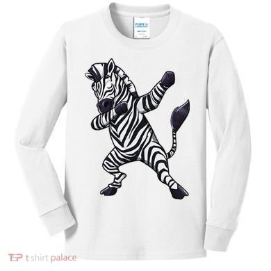 Dabbing Zebra African Zookeeper Animal Lover Kids Long Sleeve Shirt