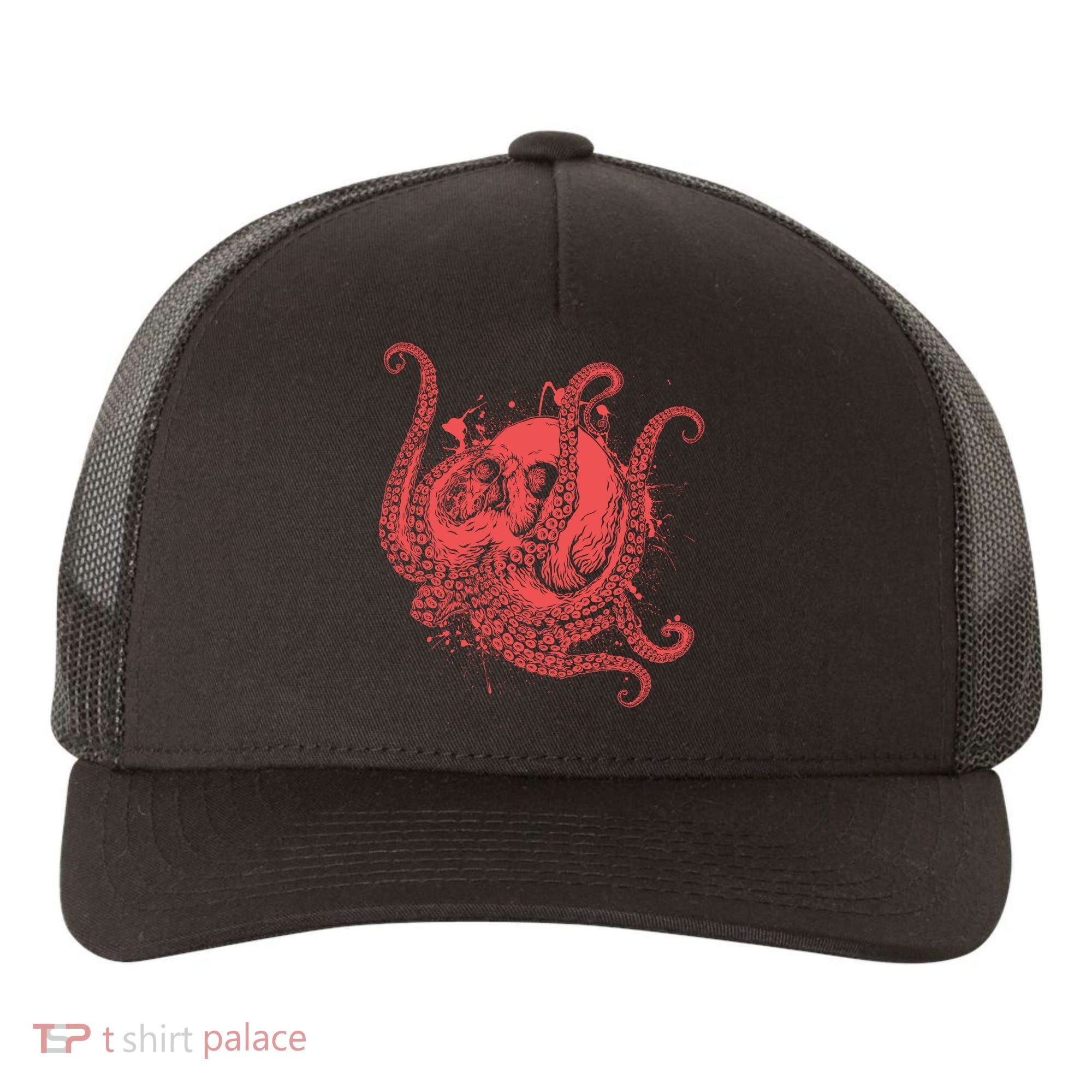 Deadly Zombie Octopus Skull Yupoong Adult 5-Panel Trucker Hat