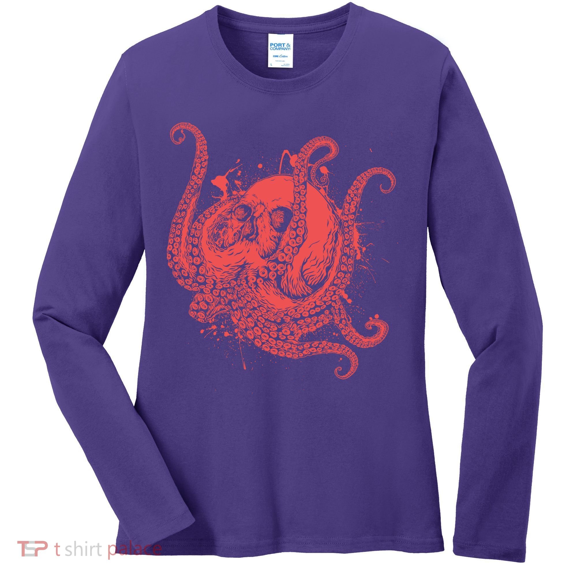Deadly Zombie Octopus Skull Women's Long Sleeve Shirt
