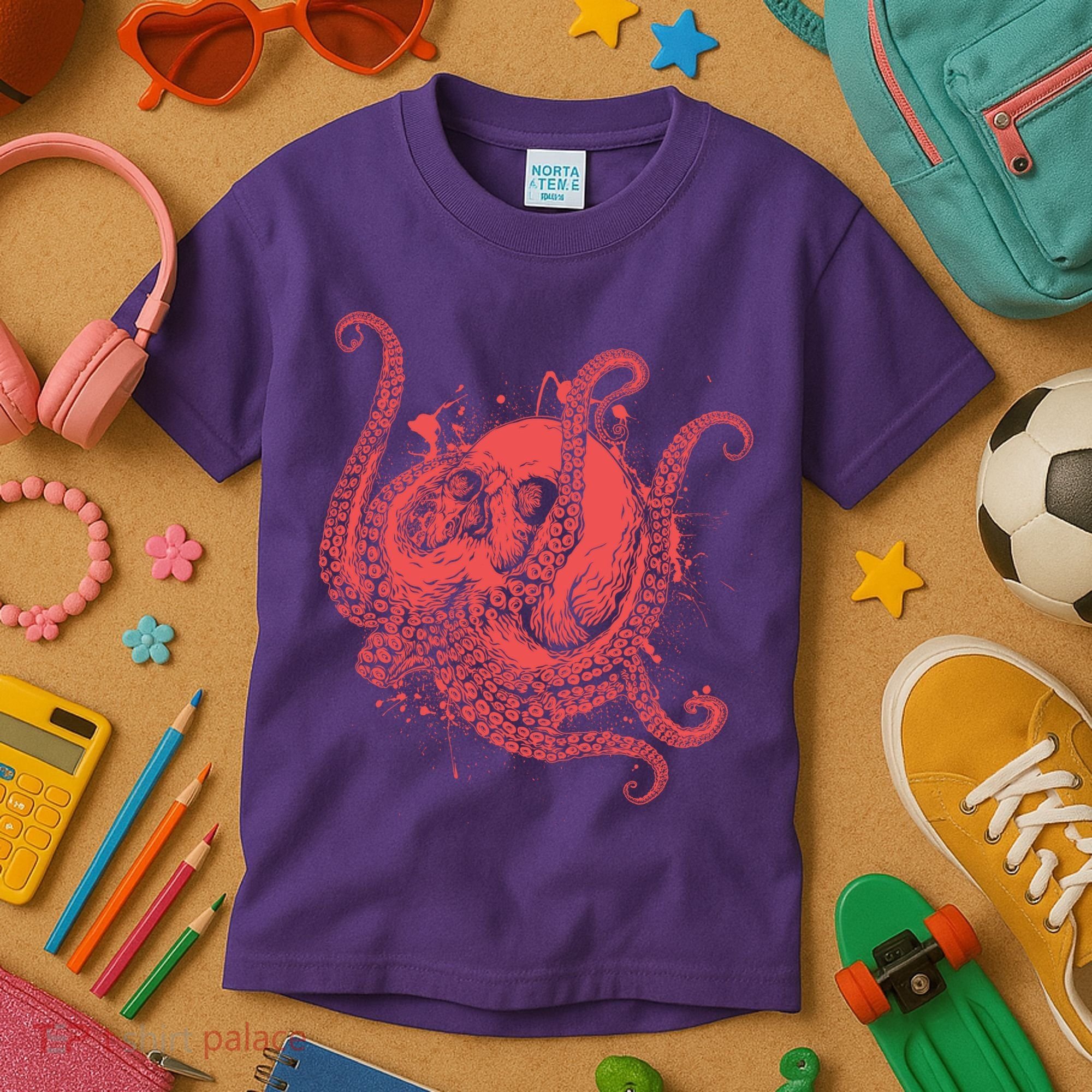 Deadly Zombie Octopus Skull Kids T-Shirt