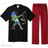 Dabbing Zombie Playing Ice Hockey Player Cool Halloween Gift Pajama Set thumb 0