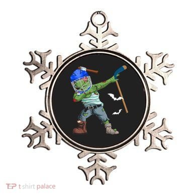 Dabbing Zombie Playing Ice Hockey Player Cool Halloween Gift Ornament