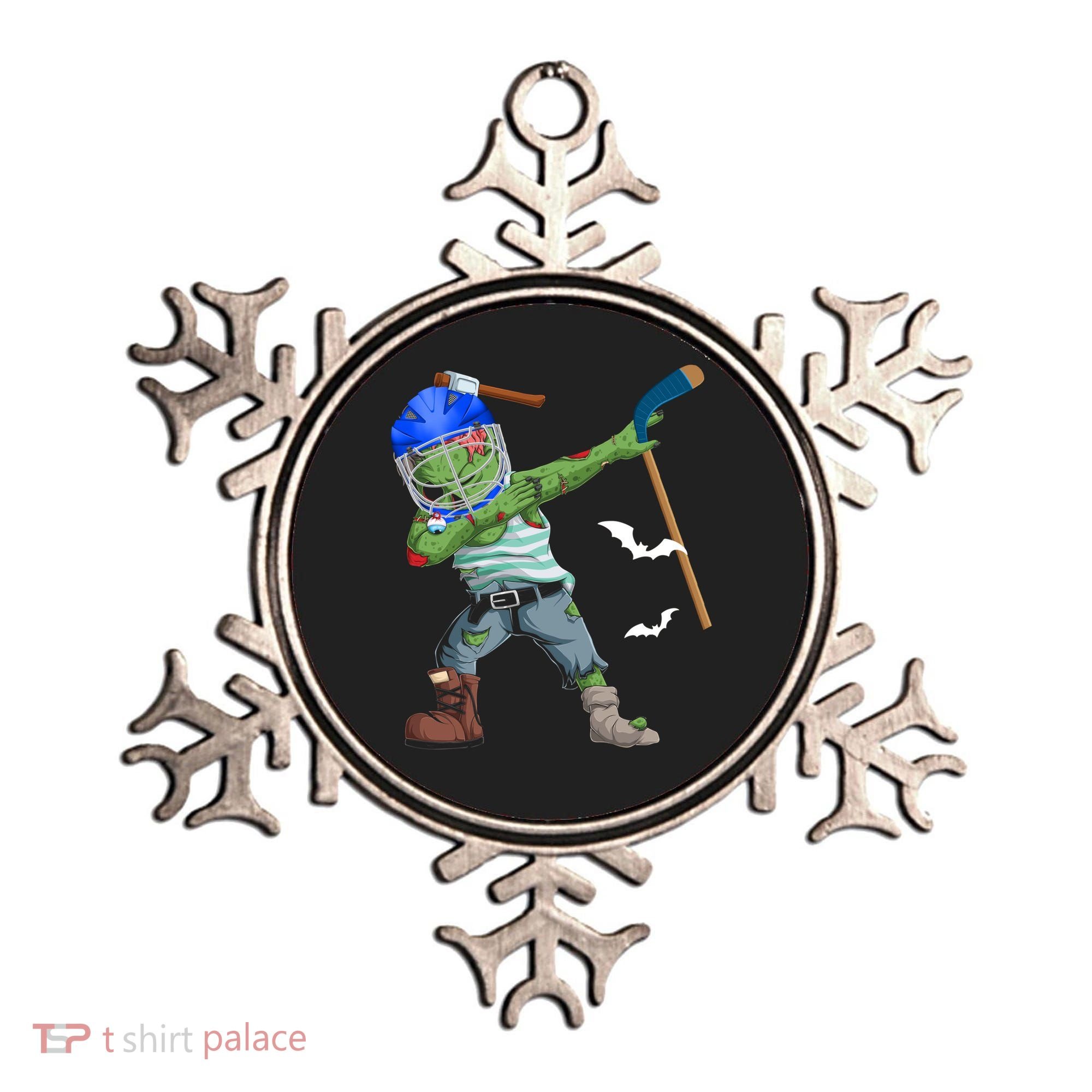 Dabbing Zombie Playing Ice Hockey Player Cool Halloween Gift Ornament