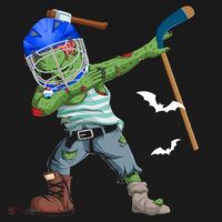 Dabbing Zombie Playing Ice Hockey Player Cool Halloween Gift Ornament thumb 1
