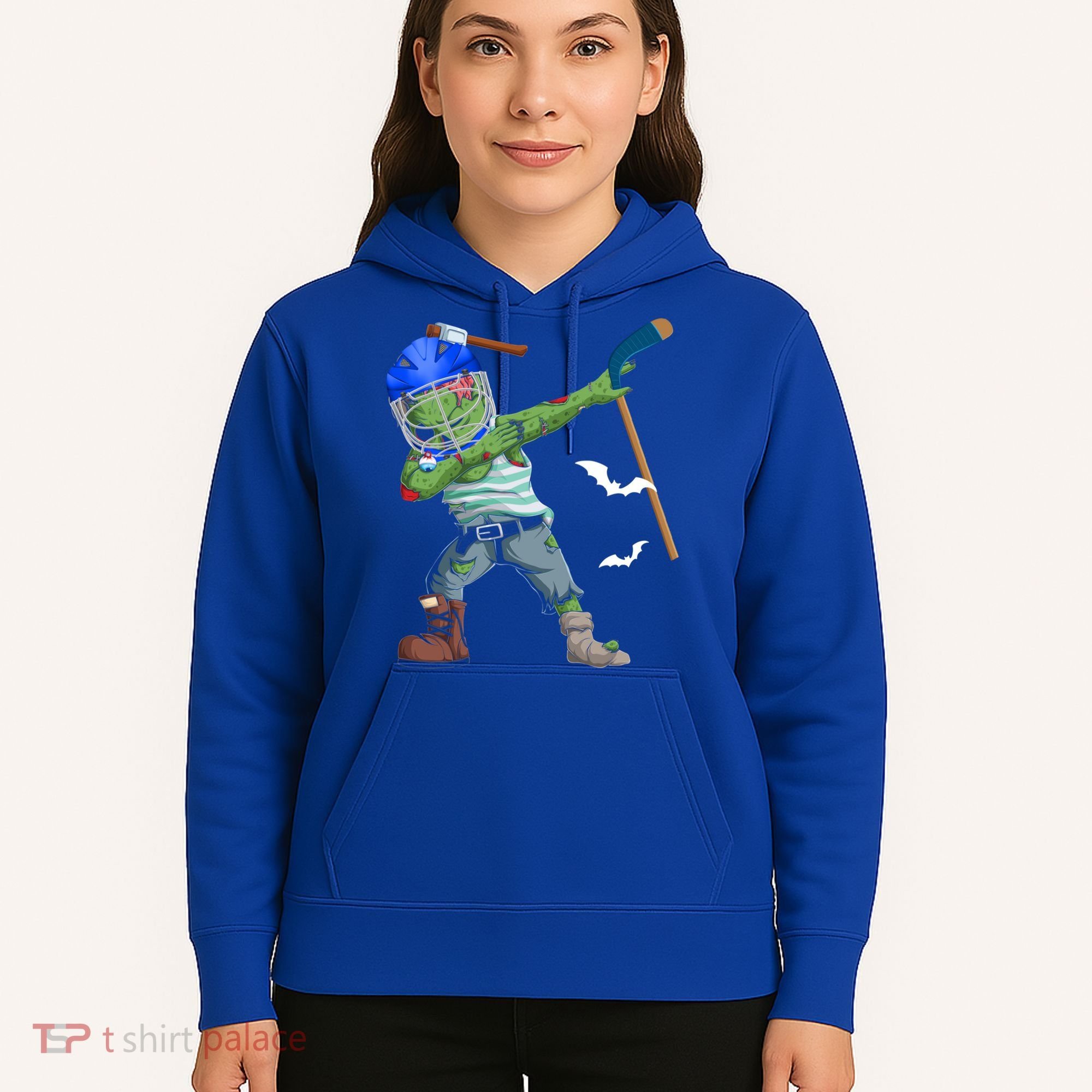 Dabbing Zombie Playing Ice Hockey Player Cool Halloween Gift Hoodie