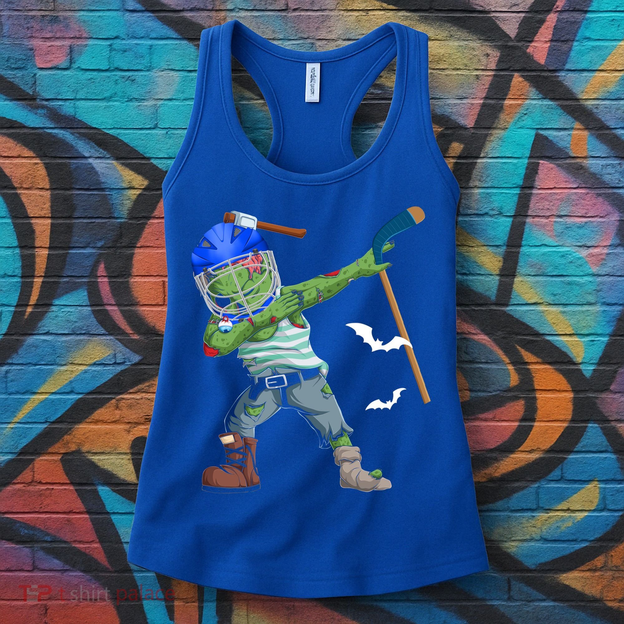 Dabbing Zombie Playing Ice Hockey Player Cool Halloween Gift Women's Tank Top