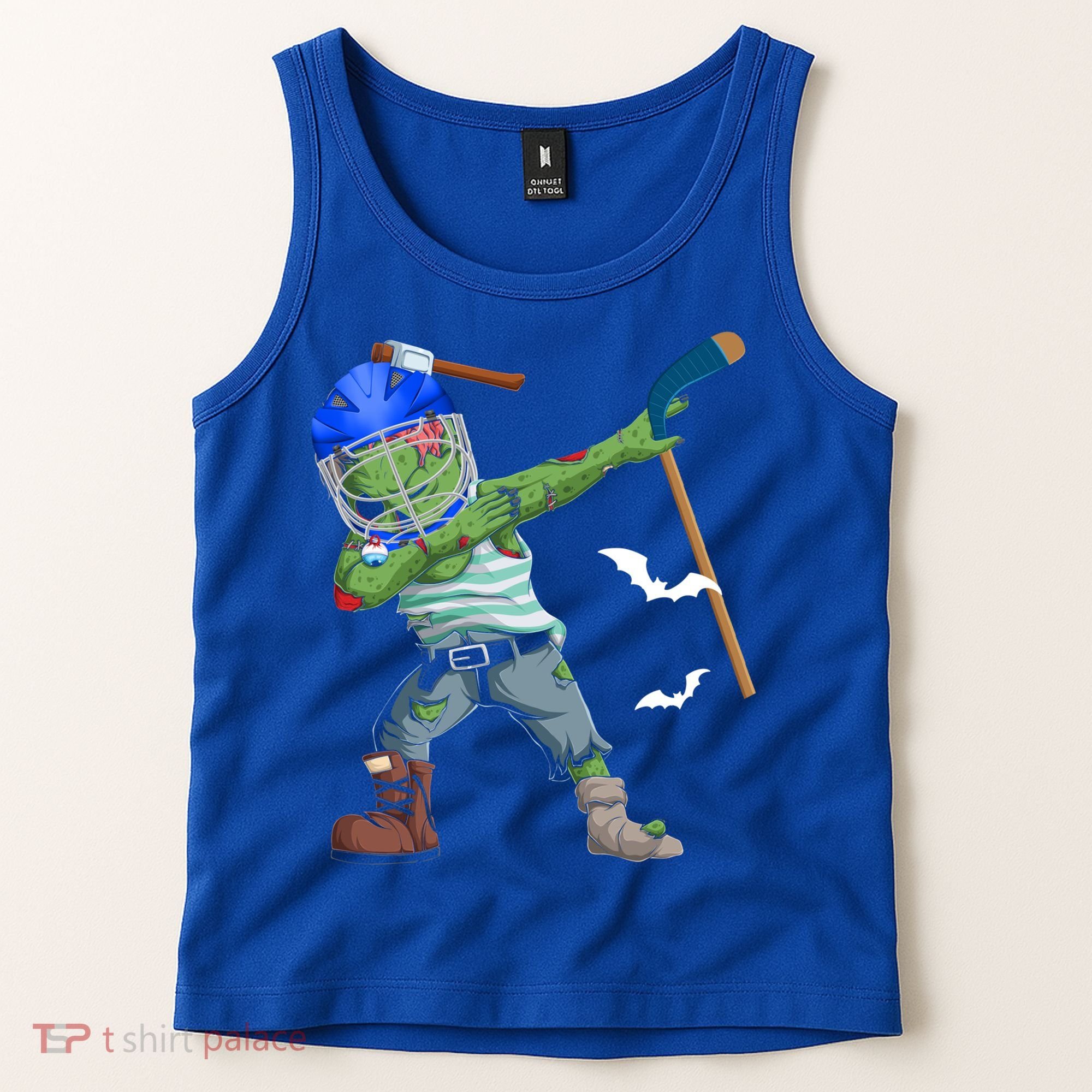 Dabbing Zombie Playing Ice Hockey Player Cool Halloween Gift Tank Top