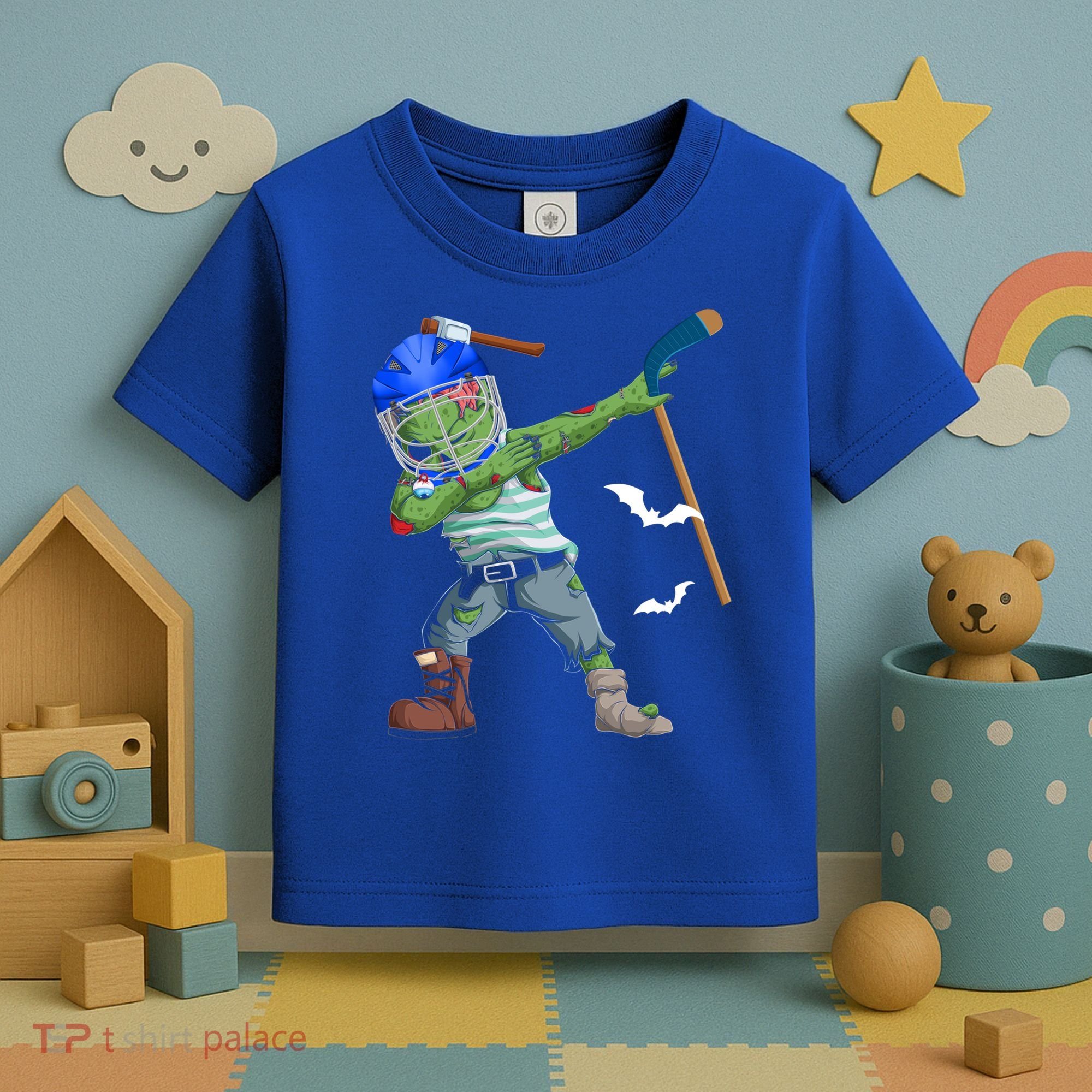 Dabbing Zombie Playing Ice Hockey Player Cool Halloween Gift Toddler T-Shirt