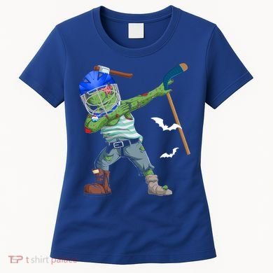 Dabbing Zombie Playing Ice Hockey Player Cool Halloween Gift Women's T-Shirt