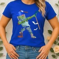 Dabbing Zombie Playing Ice Hockey Player Cool Halloween Gift Women's T-Shirt thumb 2
