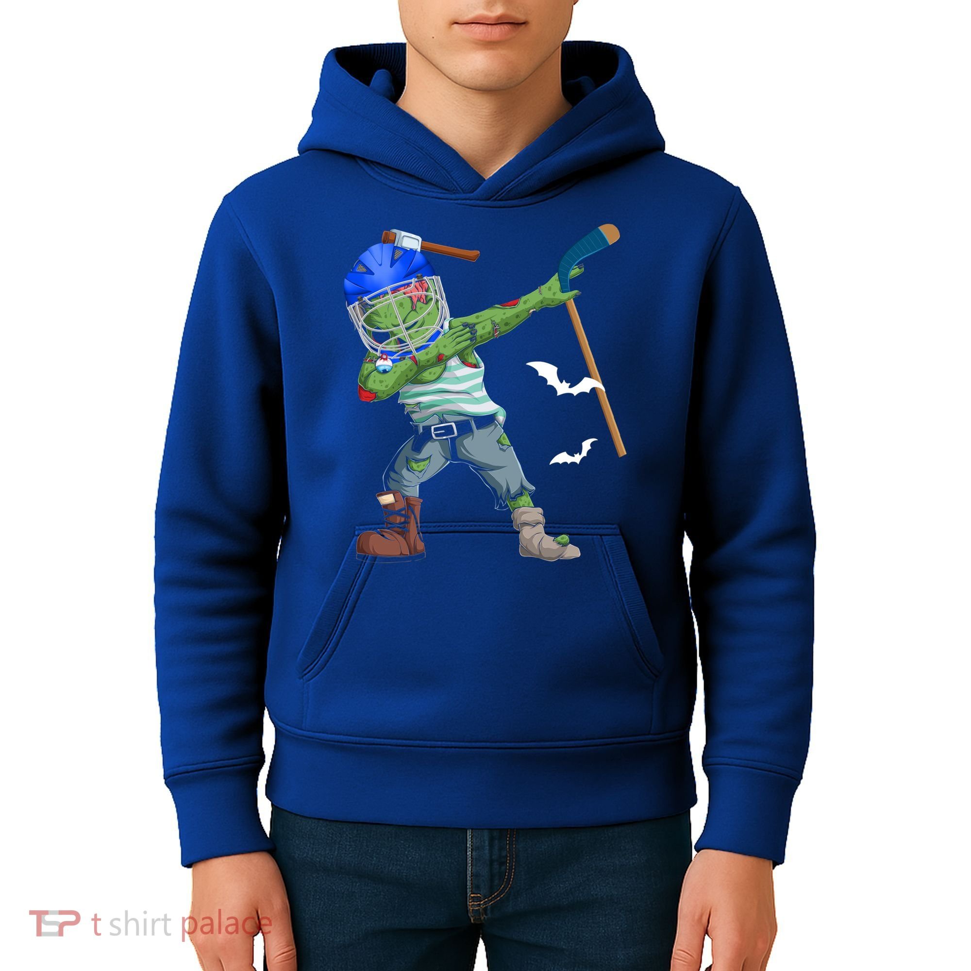 Dabbing Zombie Playing Ice Hockey Player Cool Halloween Gift Kids Hoodie