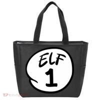 Elf 1 2 3 4 5 Custom Number Christmas Tote Bag thumb 0