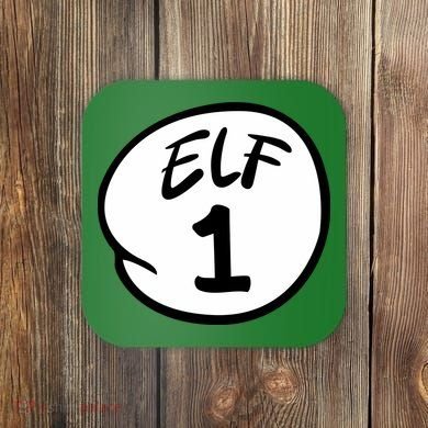 Elf 1 2 3 4 5 Custom Number Christmas Coaster