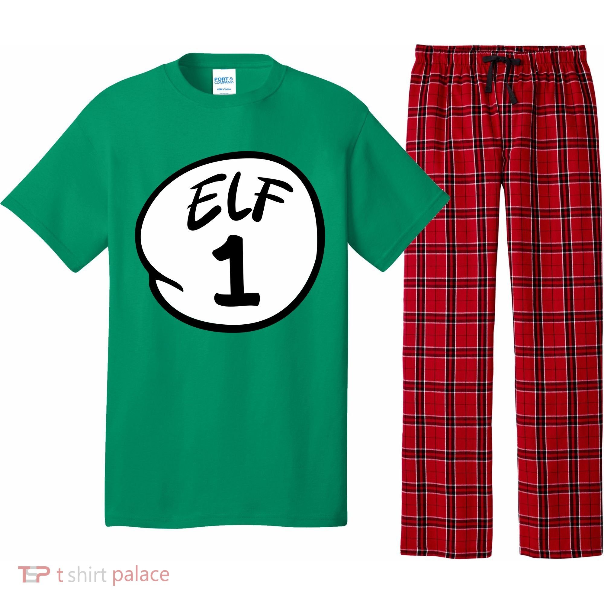 Elf 1 2 3 4 5 Custom Number Christmas Pajama Set