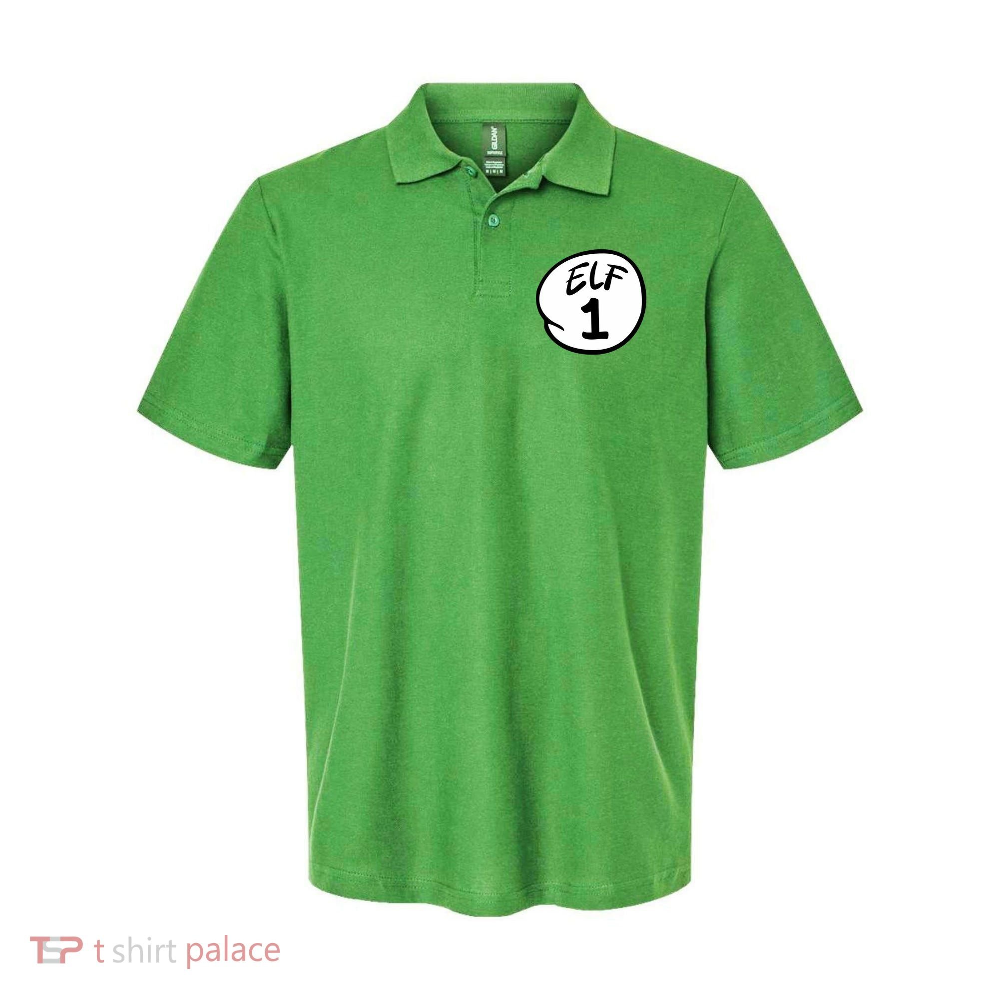 Elf 1 2 3 4 5 Custom Number Christmas Polo