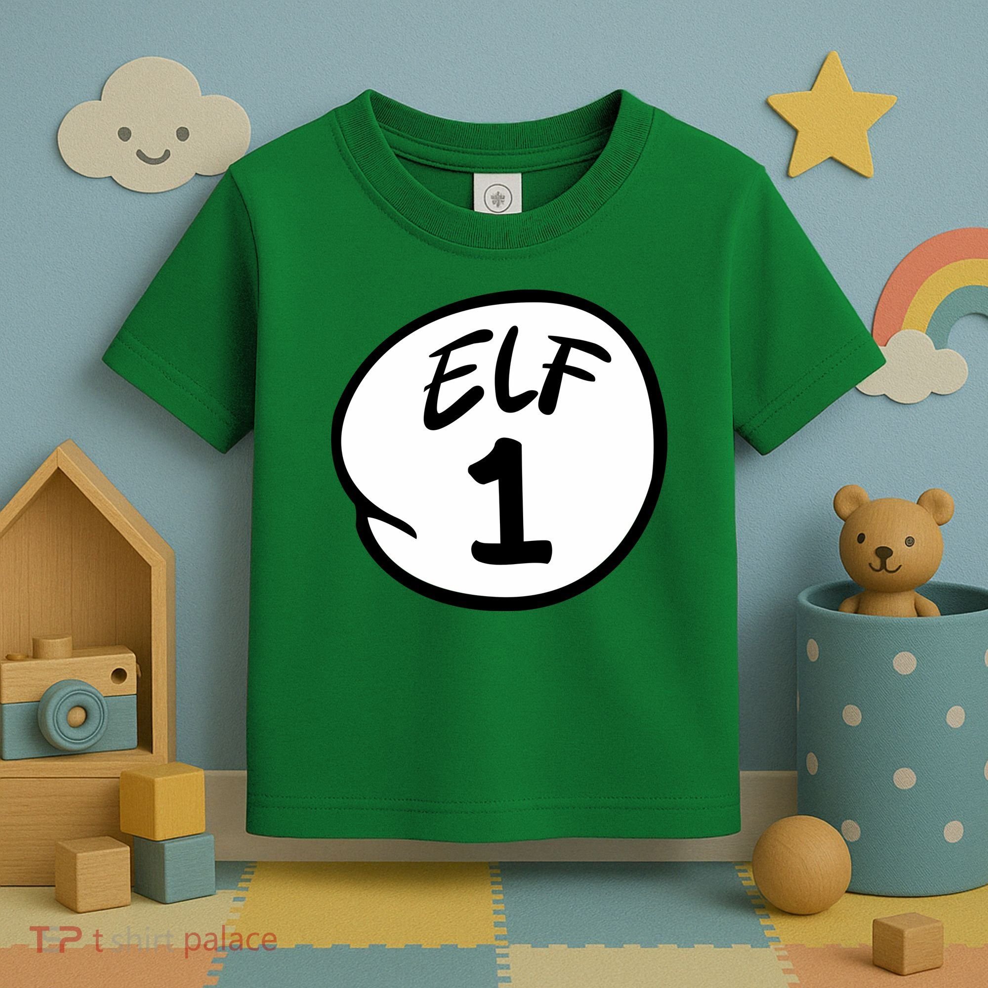 Elf 1 2 3 4 5 Custom Number Christmas Toddler T-Shirt
