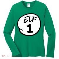 Elf 1 2 3 4 5 Custom Number Christmas Women's Long Sleeve Shirt thumb 0
