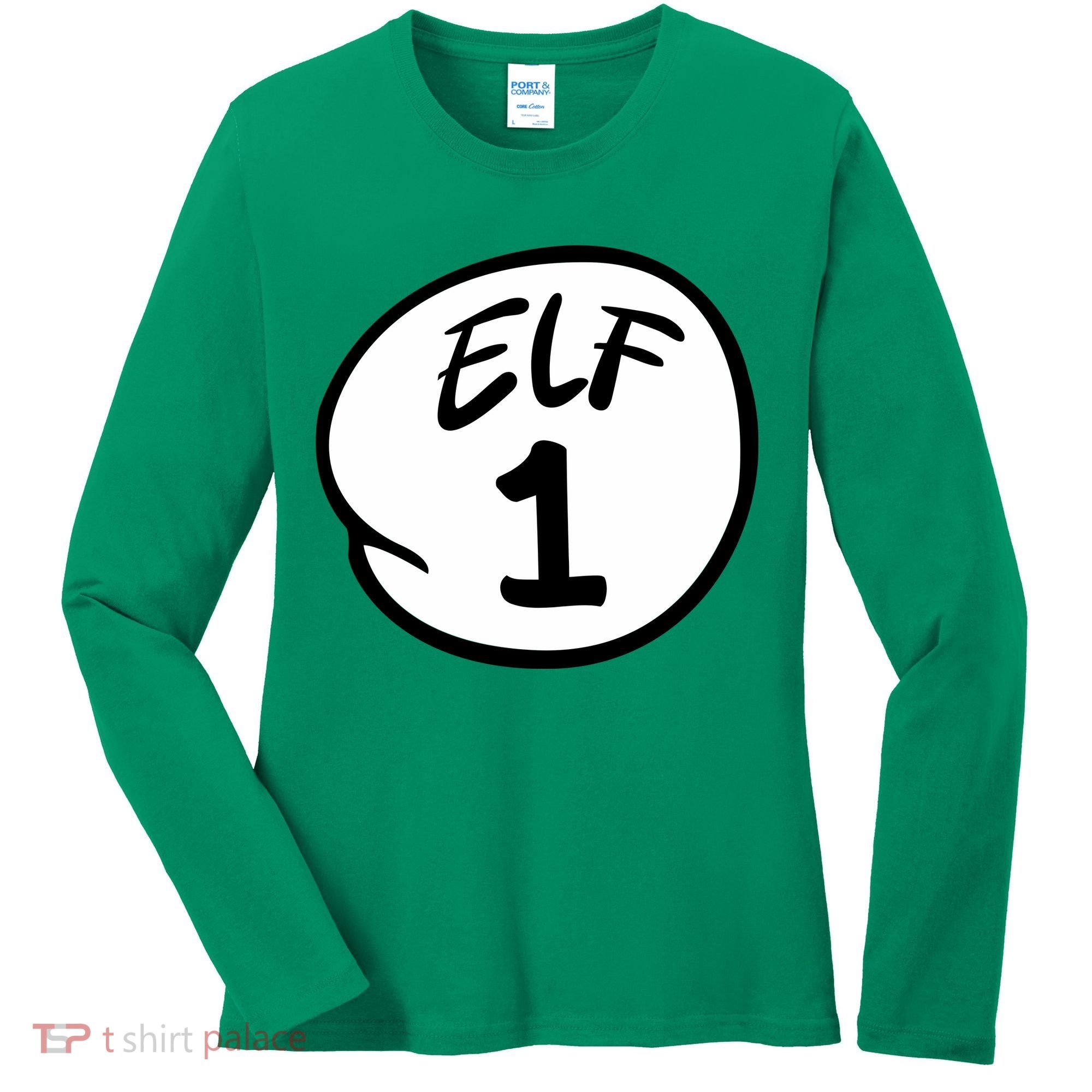 Elf 1 2 3 4 5 Custom Number Christmas Women's Long Sleeve Shirt