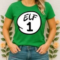 Elf 1 2 3 4 5 Custom Number Christmas Women's T-Shirt thumb 2