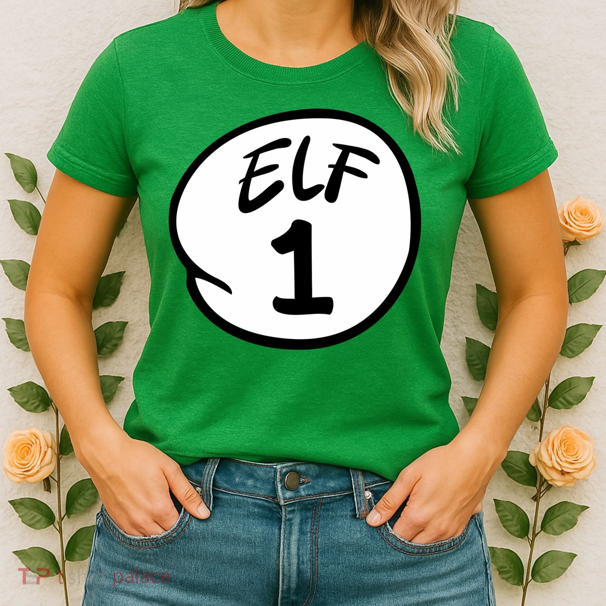 Elf 1 2 3 4 5 Custom Number Christmas Women's T-Shirt