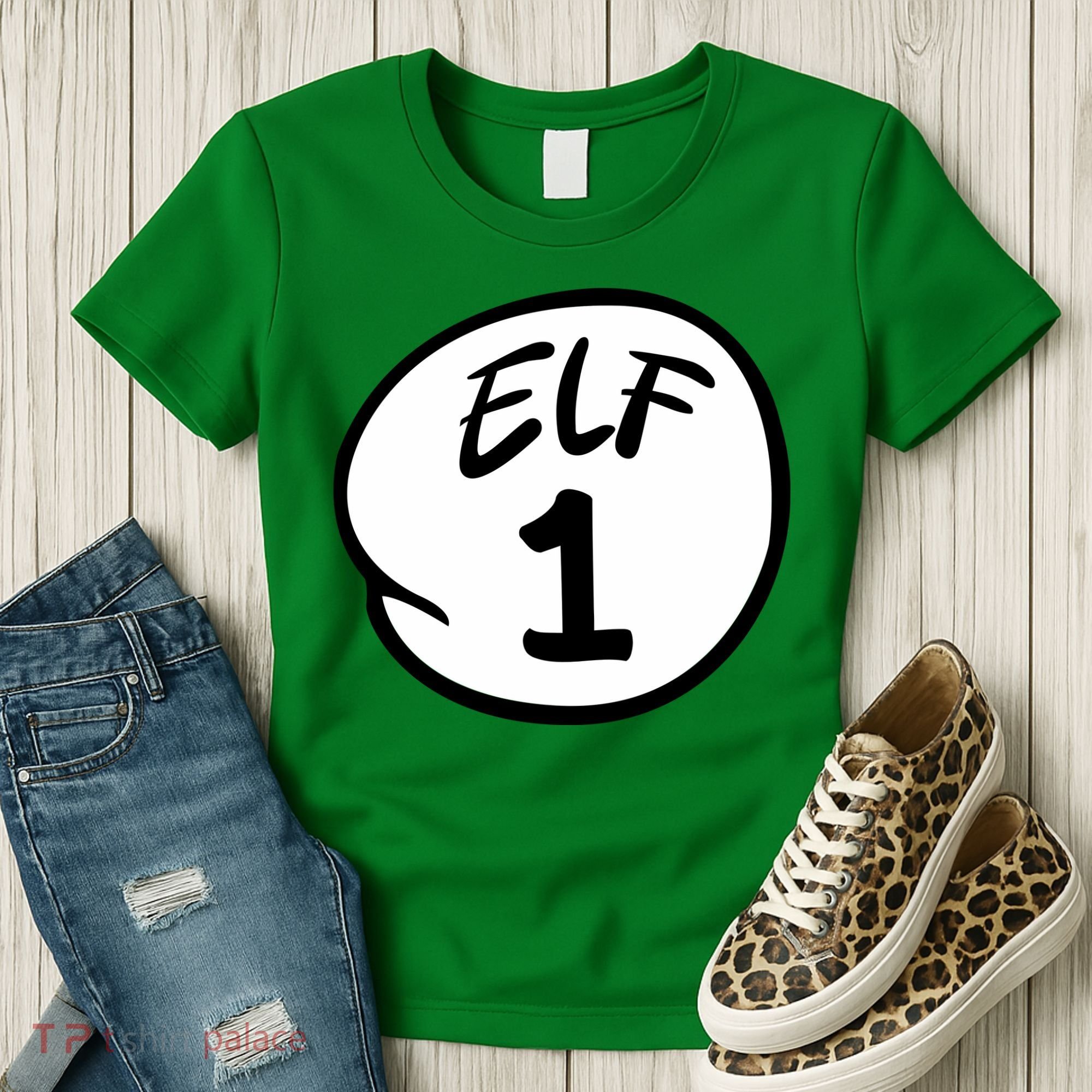 Elf 1 2 3 4 5 Custom Number Christmas Women's T-Shirt