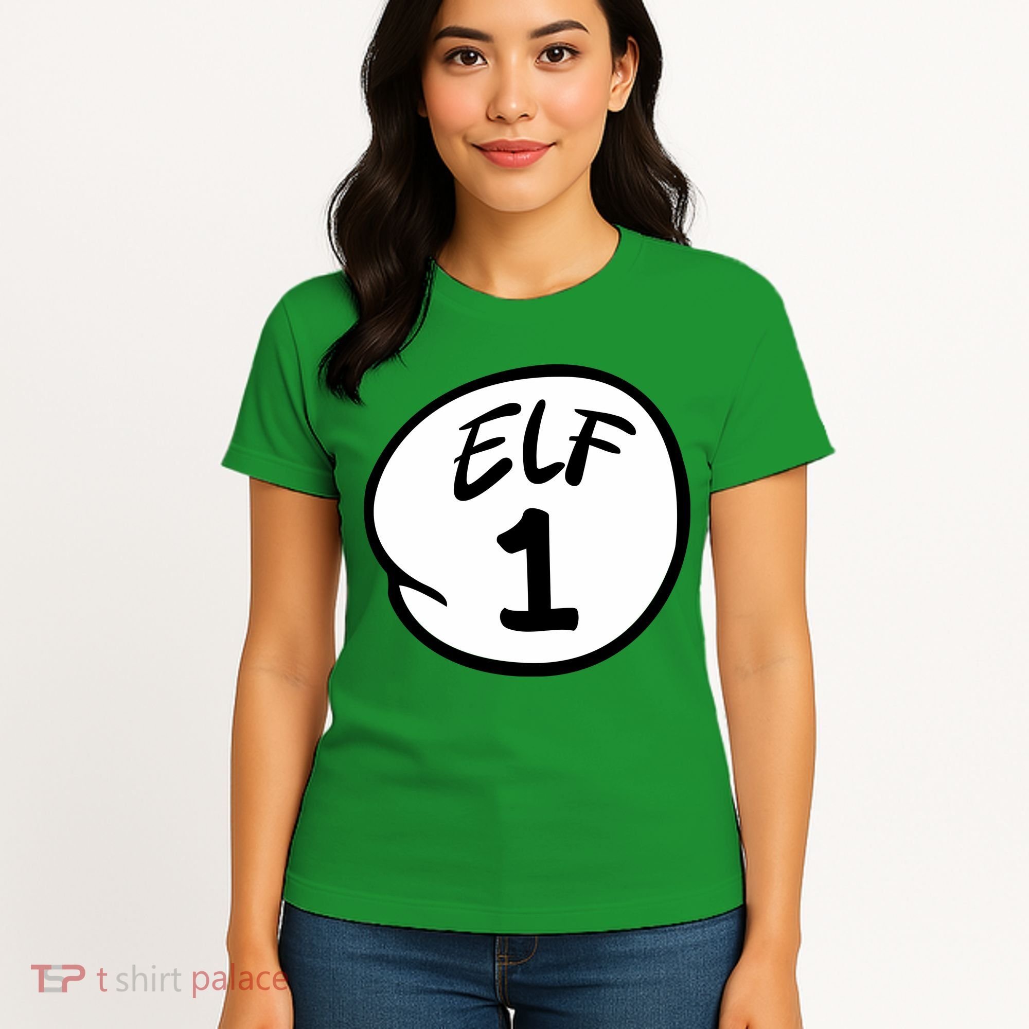 Elf 1 2 3 4 5 Custom Number Christmas Women's T-Shirt