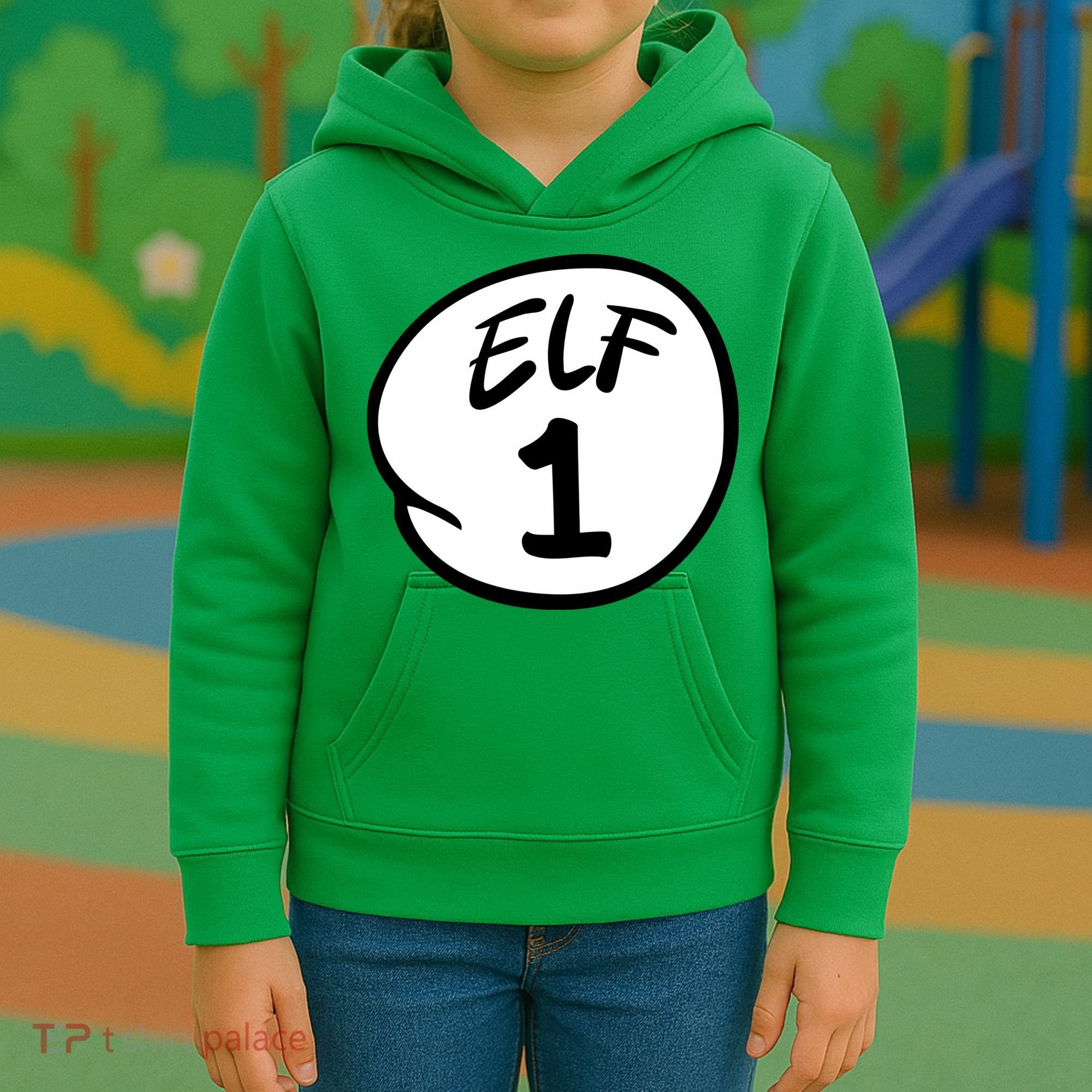 Elf 1 2 3 4 5 Custom Number Christmas Kids Hoodie