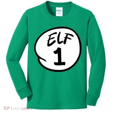 Elf 1 2 3 4 5 Custom Number Christmas Kids Long Sleeve Shirt