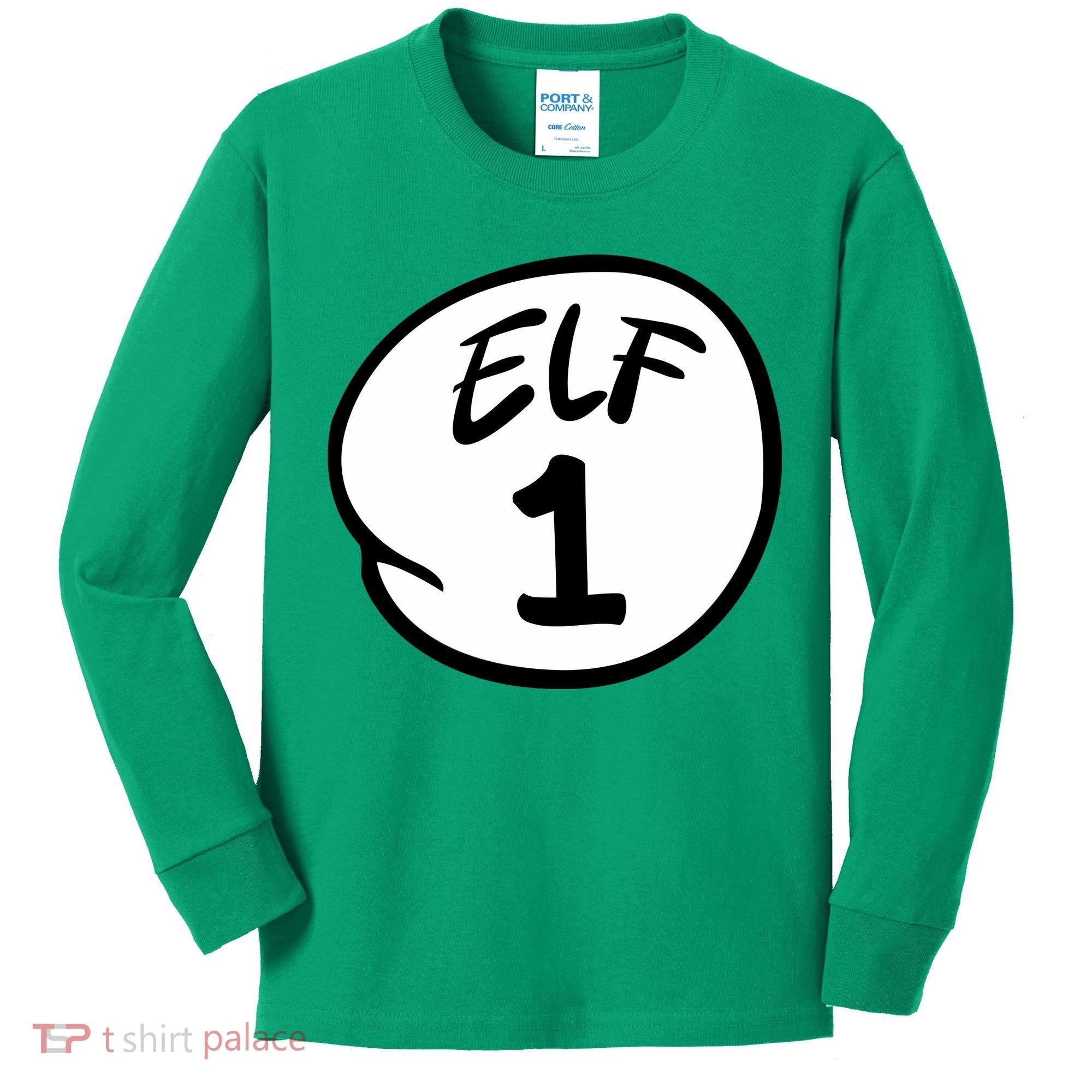 Elf 1 2 3 4 5 Custom Number Christmas Kids Long Sleeve Shirt