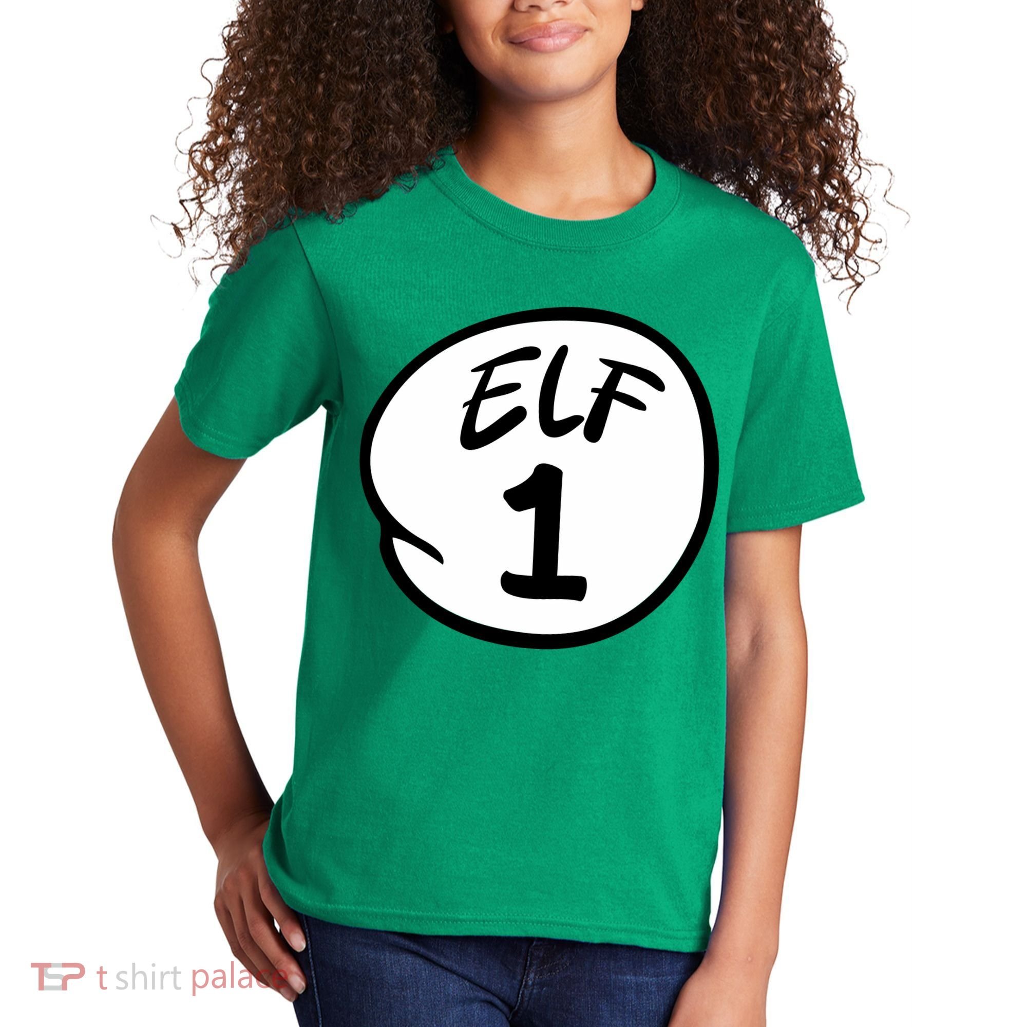 Elf 1 2 3 4 5 Custom Number Christmas Kids T-Shirt