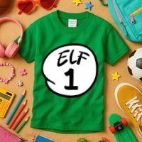 Elf 1 2 3 4 5 Custom Number Christmas Kids T-Shirt thumb 3